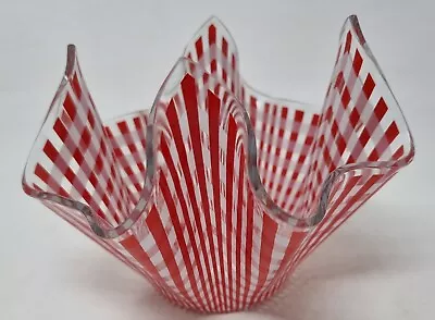 Chance Brothers  Handkerchief Glass Vase / Bowl In Red Vintage • £14.99