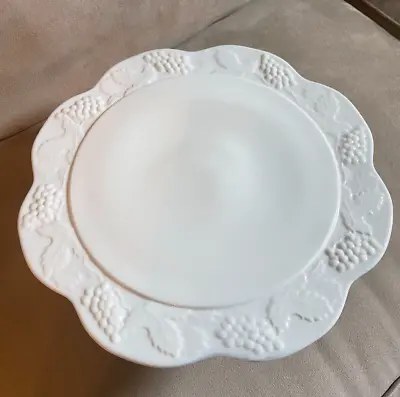 $12.50 • Buy Vintage Milk Glass Pedestal Cake Plate Indiana Harvest Grape Pattern 13in.×4.5in