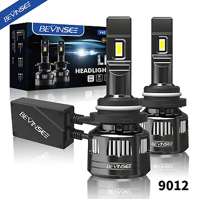 BEVINSEE V45 9012 HIR2 LED Headlight Bulbs Hi/Low Beam 120W 22000LM Bright White • $41.99