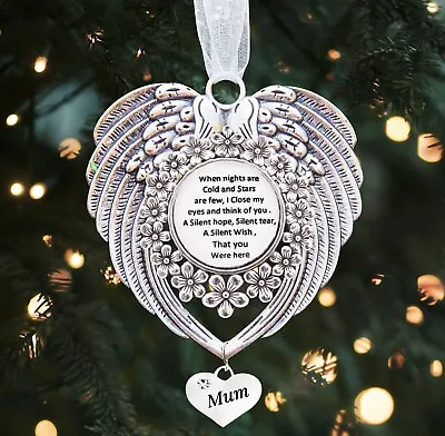 £3.99 • Buy Angel Wings Pendant Memorial Christmas Gift Tree Decoration Mum Dad Grandad Nan.