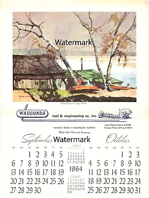 RARE Roy Mason DUCK CAMP AT LONG POINT Vintage Calendar Art Hunting Print • $49.99