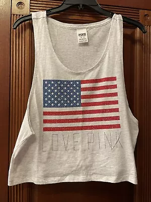 Victoria’s Secret PINK USA American Flag Beadazzled Crop Tank Size XS • $11.99