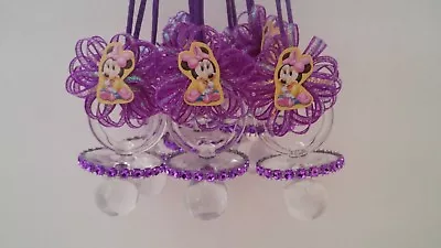 Minnie Mouse | Baby Shower Decoration | 12 Purple Pacifier Necklaces Favors • $16.99