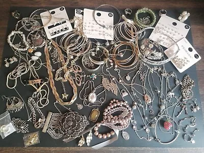 £3.99 • Buy Vintage Modern Silver Tone Plated Mixed Costume Jewellery Joblot Bundle 1kg+ 