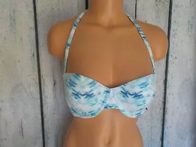 36B VICTORIAS SECRET Swim Beach Bandeau Molded Bikini Top Blue Sunset 7M8 NIP  • $16.16