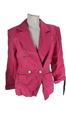 4118 Yves Saint Laurent Jacket Womens Vintage 1980s Pink Linen Deadstock 40 • $99.99