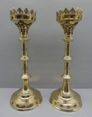 £714.46 • Buy Pair Polished Candlesticks Candelabrum Gold Candleholder Chandelier Gift Idea