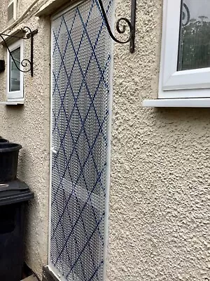200 X 76cms Metal Chain Insect Fly Door Curtain Screen Aluminium Blue Lattice • £50