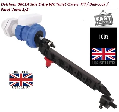 £8.39 • Buy Delchem B801A Side Entry WC Toilet Cistern Fill / Ball-cock / Float Valve 1/2 