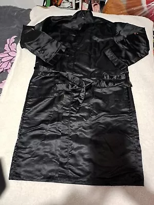 Mens Black Satin Kimono Dressing Gown Up To 48  Chest NWOT • £18