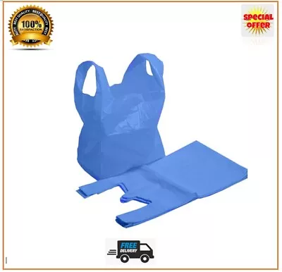 £8.99 • Buy Vest Carrier Bags Blue Bags Plastic Strong Shops Supermarkets Large And XL Jumbo