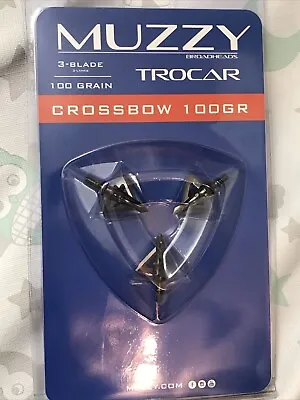 Muzzy Trocar Crossbow Broad Heads 100 Grain 3 Blade - 3 Pack - New 100gr • $19.90