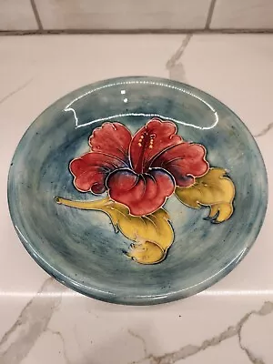 Vintage Moorcroft Pottery Hibiscus Bowl/Plate. Signed & Original Sticker 782/7 • $70