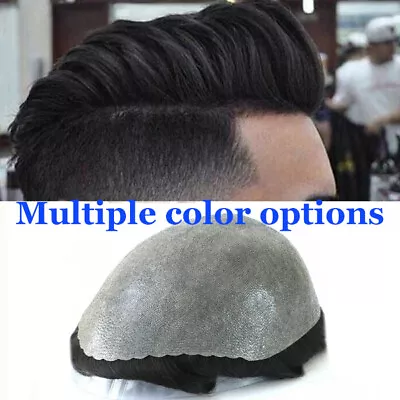 Mens Hair Replacement Thin Skin Toupee All Colors Hairpieces PU System Wig  • $118.99