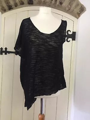 Crea Concept Black Quirky Arty Lagenlook Oversized Knit Top Size 36 • £25