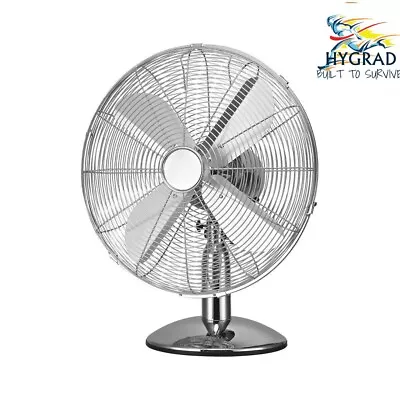 New 12  Chrome 3 Speed Oscillating Portable Free-standing Cooling Desk Table Fan • £24.99