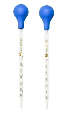 5ml Glass Graduated Pipettes Lab Dropper With Blue Rubber Cap And Scale (2 Pack) • $9.99