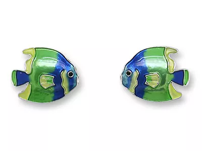 ✿ New ZARLITE Enamel Post Stud Earrings ANGEL FISH Sterling Silver Plated ZARAH • $20