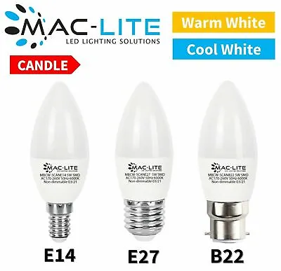 2-20 Pack - 5w = 40w Led Candle Light Bulb E14 B22 E27 Bayonet Screw Warm Cool • £7.89