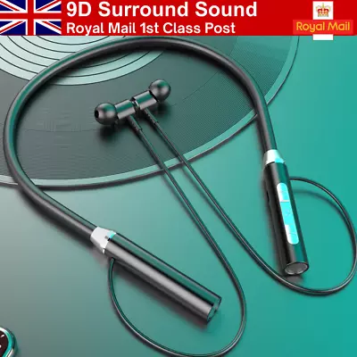 Bluetooth 5.0 Magnetic Wireless Neckband Sports Gym Earphones Headphones Headset • £5