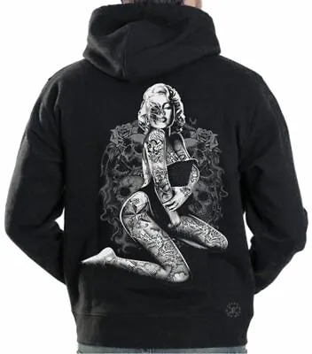 $19.99 • Buy Marilyn Monroe Skull Pose Hooded Sweat Shirt ~ Sexy Pinup Hoodie W/ Tattoos