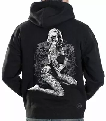 Marilyn Monroe Skull Pose Hooded Sweat Shirt ~ Sexy Pinup Hoodie W/ Tattoos • $19.99