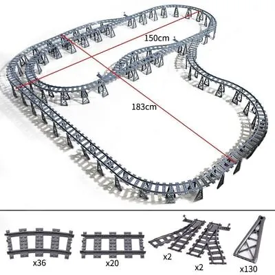Track Straight Curved Crossing Rail For Lego Train Building Block DIY-40 Sets! • $31.99