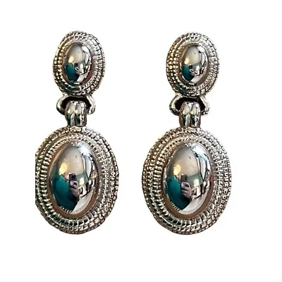 Monet Silver Tone Oval Dangle Earrings Knocker Post Pierced • $19.55