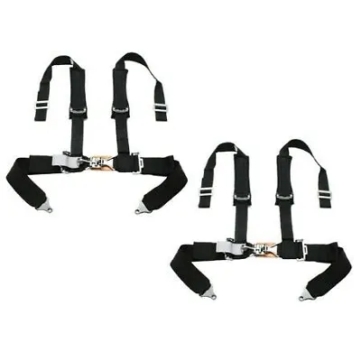 $167.99 • Buy 2 Yamaha Rhino Tiger 4 Point H Harness Seat Belts Sewn In 2 X3  W/ Pads - Black