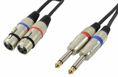 Two XLR Female To Two Mono 1/4  (6.35mm) Jack - Insert Leads 1.5m • £4.95