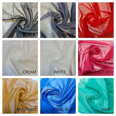 100% Cotton Muslin Fabric Sheer Voile Dress Craft Drape Fashion Material 44  • £5.80