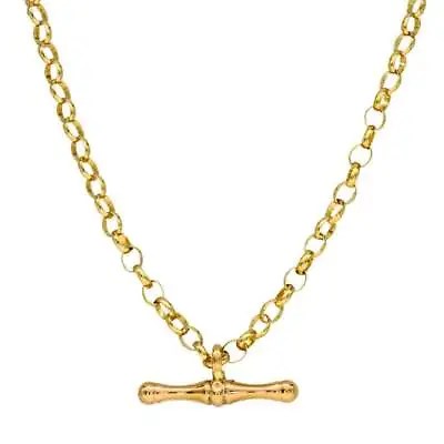 Ladies 9ct Yellow Gold Belcher Necklace & T-Bar Pendant - 8.9g • £352