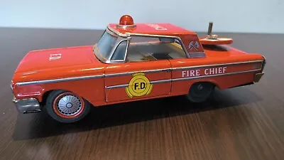Vintage Rare Old Tin Toy Fire Chief Car Japan Daiya  Friction Powered 1960's • $120