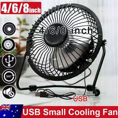 $11.95 • Buy Portable Mini USB Cooling Fan 360° Small Desktop Desk Quiet Computer 4/6/8 Inch