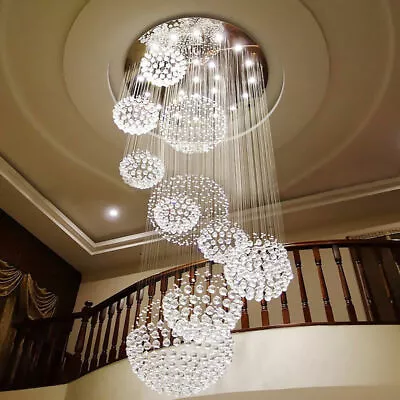 Hall Foyer Pendant Ceiling Lamp Modern Luxury Rain Drop Crystal LED Chandelier  • $436.90