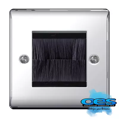 BG NPCEMS2 Brush Outlet Cable Entry Wall Face Plate 1Gang Polished/Mirror Chrome • £9.99