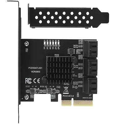 1Pcs PCI-E To 6 Ports SATA 3.0 Controller Expansion Card Adapter 6Gbps For PC G • £39.94