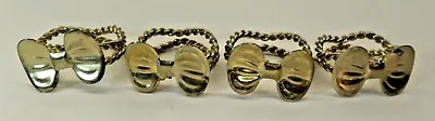 4 Vintage Gold Tone Napkin Rings Bows With Rope • $19.99