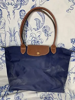 Longchamp Le Pliage Navy Shopping Bag Tote Medium 15”x10” (M3) • $27.99