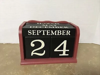 £14.63 • Buy Red Black Farmhouse Calendar Wooden Primitive Block Numbers Months