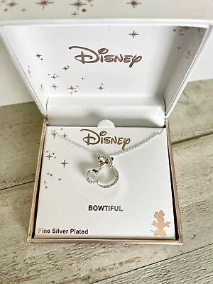 Disney Minnie Mouse Bowtiful Fine Silver Plated Necklace NIB • $24.99