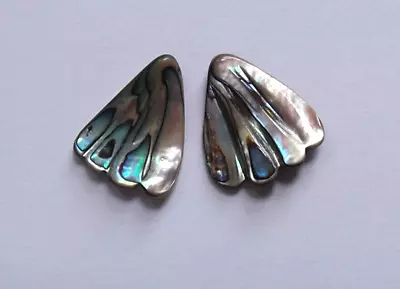 2 Natural Paua/Abalone Shell Beads Carved Mermaid Tail. 23mm Jewellery Making • £16.19