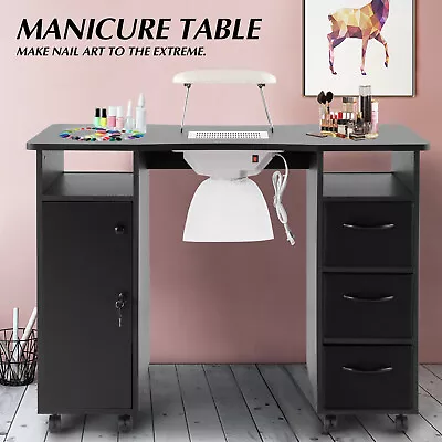 Artist Hand Manicure Table Nail Desk With Dust CollectorDrawersWheelWrist Pad • $209.99