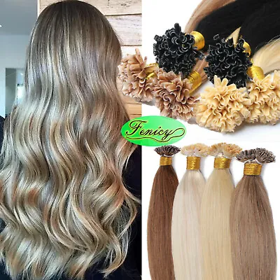 Pre Bonded Keratin Human Hair Extensions Fusion U Tip Real Double Drawn Hair 1g • $40