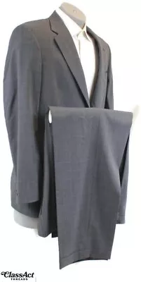 HART SCHAFFNER MARX Mens  Gray Glen Plaid 2 Piece Suit 42L Pleated Fronts 37  W • $40.50