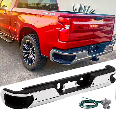 For 19-23 Chevy Silverado GMC Sierra Chrome Rear Bumper W/O Dual Exhaust W/ Park • $614.99