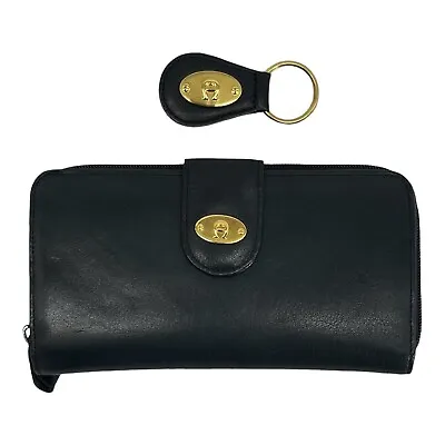 Vintage 90s ETIENNE AIGNER Large Leather Full Sized Wallet Checkbook Keychain • $112.49