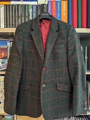 Holland Esquire Green Windowpanel Jacket With Red Accents Size 42 • £150