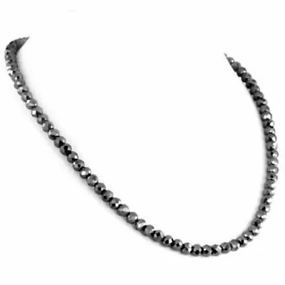 $249 • Buy 5 Mm Black Diamond Beads Necklace 20 Inches Quality AAA Certified !