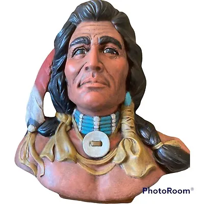 Vintage  Native American Indian Chief Ceramic Bust 10.5 “ Tall • $25.22